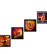 Set Of 4 Dancing Girls Satin Matt Texture UV Art Painting