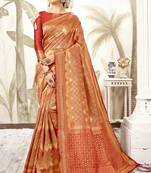 Orange woven art silk saree with blouse