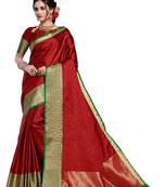 Red woven art silk saree with blouse