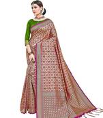 Rose woven silk saree with blouse