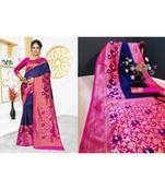 Royal blue woven art silk saree with blouse