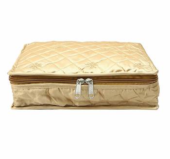 atorakushon   Satin Golden Multipurpose Make Up Pouch Jewellery Cosmetic Organizer Necklace Pouches Traveling Kit 3