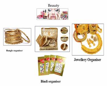 atorakushon   Satin Golden Multipurpose Make Up Pouch Jewellery Cosmetic Organizer Necklace Pouches Traveling Kit 4