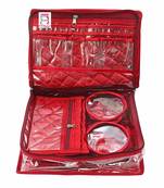 atorakushon   Satin maroon Multipurpose Make Up Pouch Jewellery Cosmetic Organizer Necklace Pouches Traveling Kit