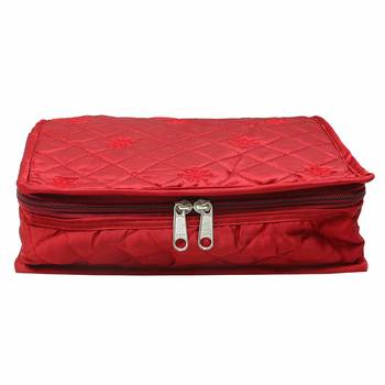 atorakushon   Satin maroon Multipurpose Make Up Pouch Jewellery Cosmetic Organizer Necklace Pouches Traveling Kit 4