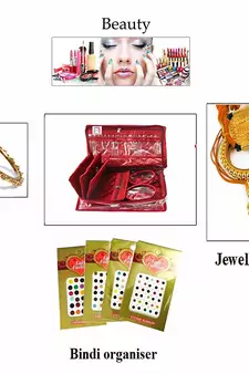 atorakushon   Satin maroon Multipurpose Make Up Pouch Jewellery Cosmetic Organizer Necklace Pouches Traveling Kit