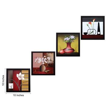 Set Of 4 Botanical Floral Pots Satin Matt Texture UV Art Painting 2