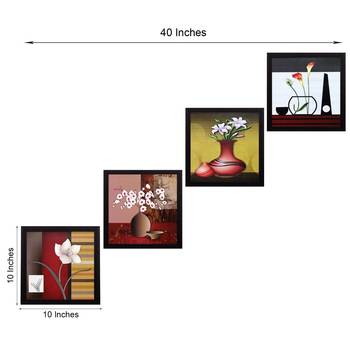 Set Of 4 Botanical Floral Pots Satin Matt Texture UV Art Painting 3