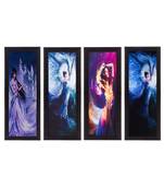 Set Of 4 Dancing Angels Satin Matt Texture UV Art Painting