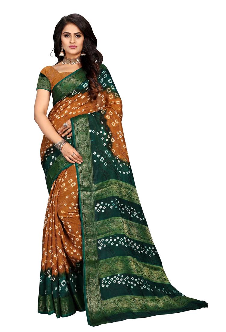 Soothing Featuring Multicolor Printed Art Silk Bandhani Saree For Traditional Look