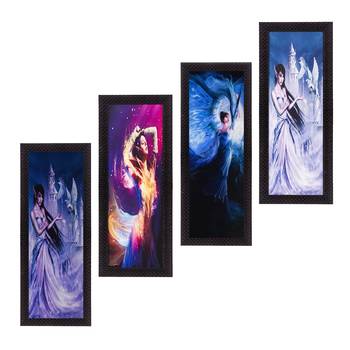 Set Of 4 Dancing Angels Satin Matt Texture UV Art Painting 1