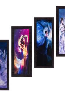 Set Of 4 Dancing Angels Satin Matt Texture UV Art Painting