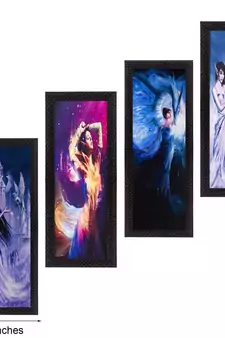 Set Of 4 Dancing Angels Satin Matt Texture UV Art Painting