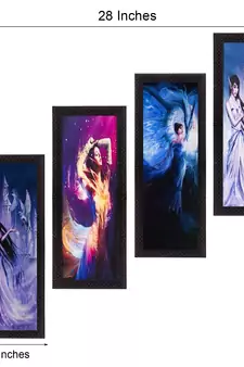 Set Of 4 Dancing Angels Satin Matt Texture UV Art Painting