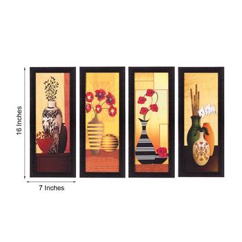 Set Of 4 Botanical Floral Pots Satin Matt Texture UV Art Painting 2