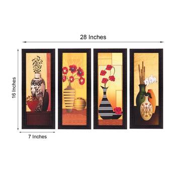 Set Of 4 Botanical Floral Pots Satin Matt Texture UV Art Painting 3