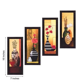 Set Of 4 Botanical Floral Pots Satin Matt Texture UV Art Painting 2