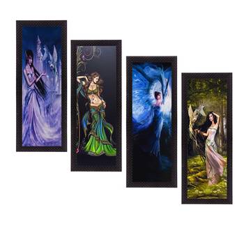 Set Of 4 Dancing Angels Satin Matt Texture UV Art Painting 1