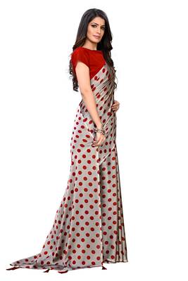 Multicolor printed georgette saree with blouse 4