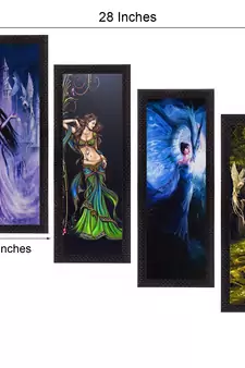 Set Of 4 Dancing Angels Satin Matt Texture UV Art Painting