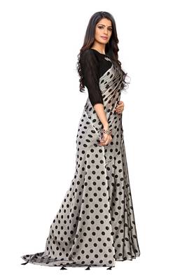 Multicolor printed georgette saree with blouse 4