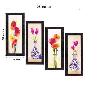 Set Of 4 Botanical Floral Pots Satin Matt Texture UV Art Painting 3