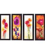 Set Of 4 Botanical Floral Pots Satin Matt Texture UV Art Painting