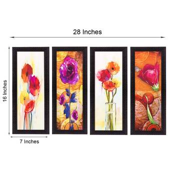 Set Of 4 Botanical Floral Pots Satin Matt Texture UV Art Painting 3