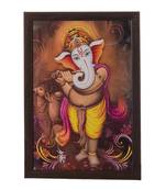 Ganesha Playing Flute Satin Matt Texture UV Art Painting