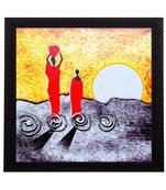 Abstact Village Life Pose Satin Matt Texture UV Art Painting