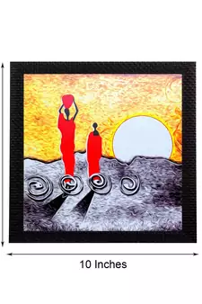 Abstact Village Life Pose Satin Matt Texture UV Art Painting