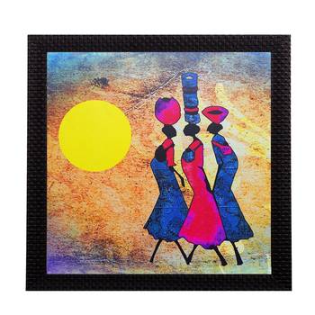 Abstract Village Women Satin Matt Texture UV Art Painting 1