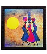 Abstract Village Women Satin Matt Texture UV Art Painting