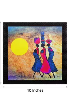 Abstract Village Women Satin Matt Texture UV Art Painting