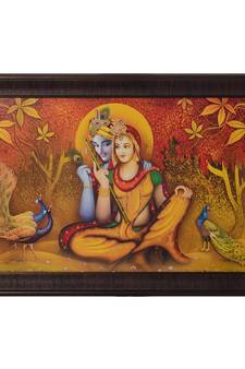 Radha Krishna Satin Matt Texture UV Art Painting