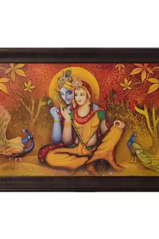 Radha Krishna Satin Matt Texture UV Art Painting