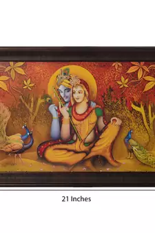 Radha Krishna Satin Matt Texture UV Art Painting