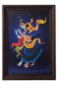Dancing Radha Krishna Satin Matt Texture UV Art Painting