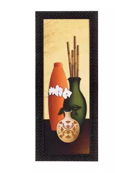 Abstract Vase With Stick Satin Matt Texture UV Art Painting