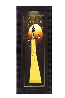 Abstract Yellow Figurine Satin Matt Texture UV Art Painting