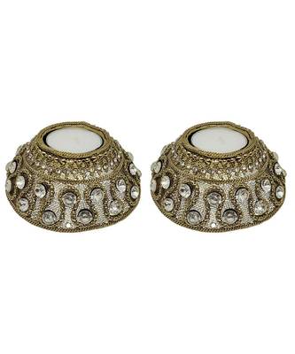 R Sanskruti Handmade Decorative Antique Candles Holder for Home Office Puja Articles Diya Set (Pack of 2) 1