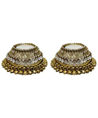 R Sanskruti Handmade Decorative Antique Candles Holder for Home Office Puja Articles Diya Set (Pack of 2) 1