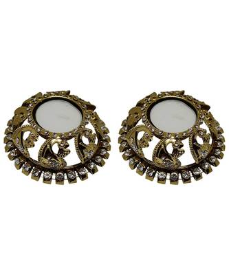 R Sanskruti Handmade Decorative Antique Candles Holder for Home Office Puja Articles Diya Set (Pack of 2) 1