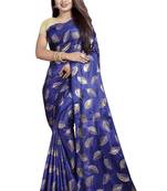 Blue Printed Art Silk Sarees Saree With Blouse
