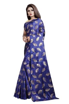 Blue Printed Art Silk Sarees Saree With Blouse 2