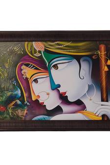 Radha Krishna Satin Matt Texture UV Art Painting