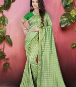 Parrot Green Plain Art Silk Sarees Saree With Blouse