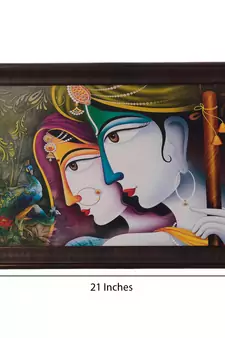 Radha Krishna Satin Matt Texture UV Art Painting
