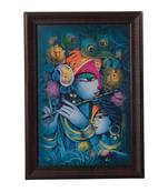 Krishna Playing Flute Satin Matt Texture UV Art Painting