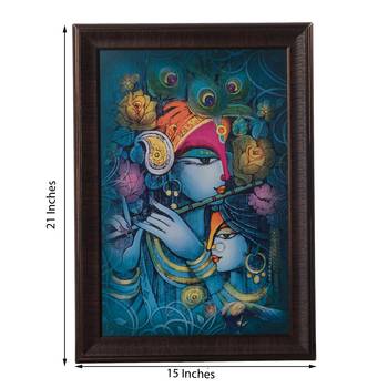 Krishna Playing Flute Satin Matt Texture UV Art Painting 3